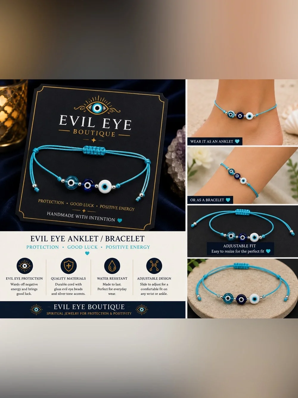 🧿Turquoise Beaded Anklet/Bracelet🧿